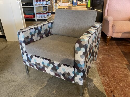 KEILHAUER Boxy Modern Hexagon Armchair with Metal Legs