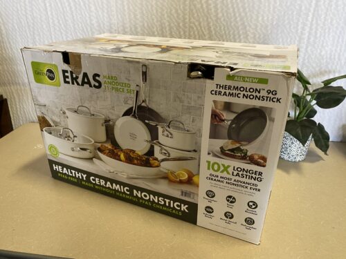 GREENPAN 11 Piece Ceramic Nonstick Cookware Set with Magneto Induction Technology in Cloud Cream