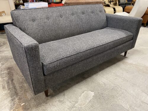 Salt & Pepper Fabric MCM Style Sofa