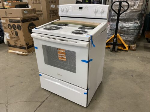 NEW! AMANA 30" Freestanding Electric Range with Temp Assure Cooking System in White Model #ACR4303MFW8
