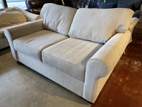 Light Gray Loveseat with Herringbone Pattern