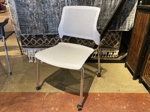 NEW! GLOBAL FURNITURE  Stream Series Sky Blue Armless Chair On Wheels with Chrome Base