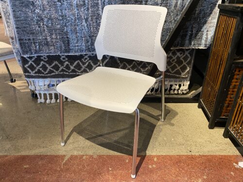 NEW! GLOBAL FURNITURE  Stream Series White Armless Chair with Chrome Base