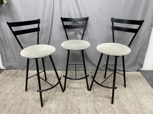 Black Geometric Upholstered Counter Stools (Set of 3)