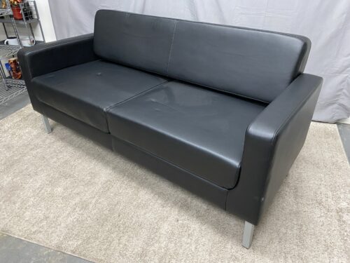 BASYX Black Modern Track Arm Reception Sofa