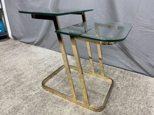 Geometric Modern Brass 2-Tier Side Table