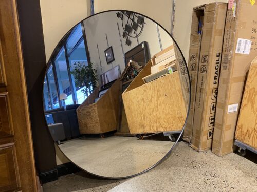 Large Round Wall Hanging Black Mirror