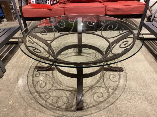 Wrought Iron Round Glass Top Patio Table