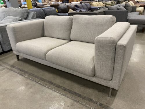 IKEA Nockeby Modern Woven Tweed 2 Seat Sofa with Cushioned Sides and Chrome Feet