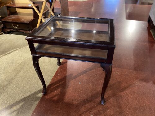 Queen Anne Glass Top Curio Table