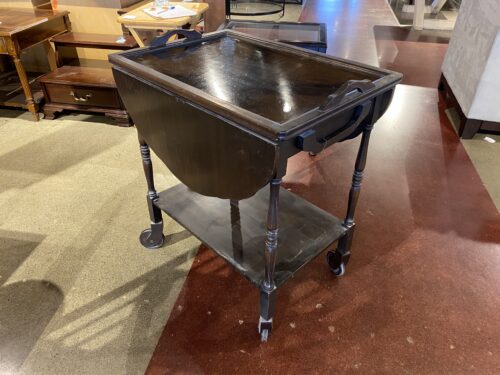 Antique Rolling Cart with Removable Glass Tray
