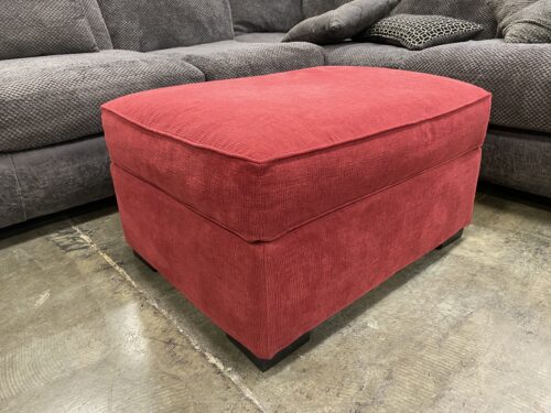 Red Chenille Ottoman