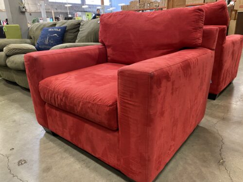 BETTER BY DESIGN Vibrant Red Microplush Square Arm Accent Chair