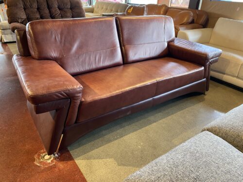 Modern Style Reddish Brown Leather Couch