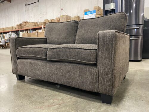 Brown Woven Tweed Square Arm Loveseat