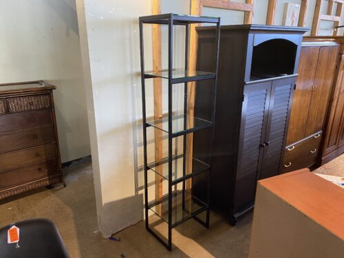 Slim Black Metal and Glass Shelf