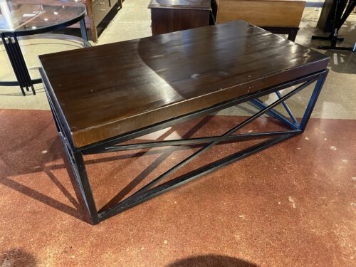 Industrial Style Coffee Table with Wood Top and Metal Base