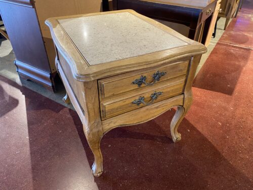 Vintage French Provincial Style Nightstand with Stone Top