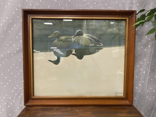 Ducks Art Print Framed in Wooden Shadow Boxed Frame
