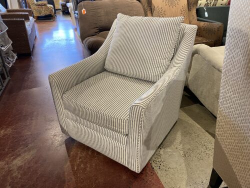 White and Blue Striped Swivel Chair
