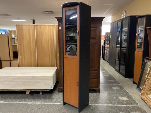 IKEA Black & Brown Lighted Left Opening Storage Cabinet