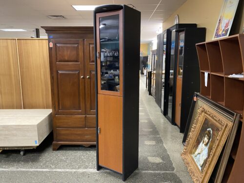 IKEA Black & Brown Lighted Right Opening Storage Cabinet