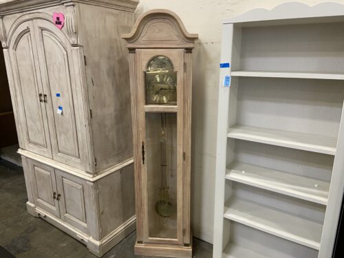 PEARL  Vintage Wooden Tempus Fugit Grandfather Clock with Brass Movement