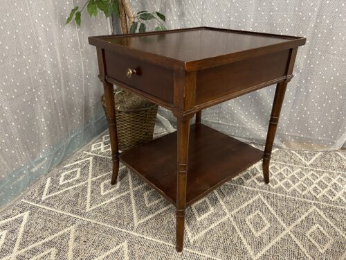 MARTHA STEWART DESIGN, BERNHARDT  Mahogany Finish Wooden Nightstand with Drawer and Carved Details