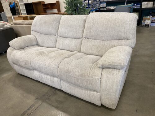 Soft Grey and Cream Chenille Double Power Reclining 3 Seat Sofa (Power Cord Not Included)