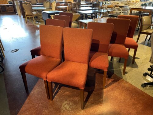 Red Textured Upholstered Dining Chairs (Set of 8)
