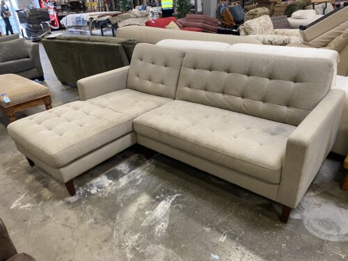 Heathered Grey Brown Tufted 2 Piece L-Shaped Sectional Sofa with Chaise