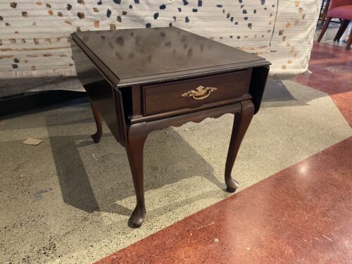 ETHAN ALLEN Mahogany Single Drawer Drop Leaf Nightstand