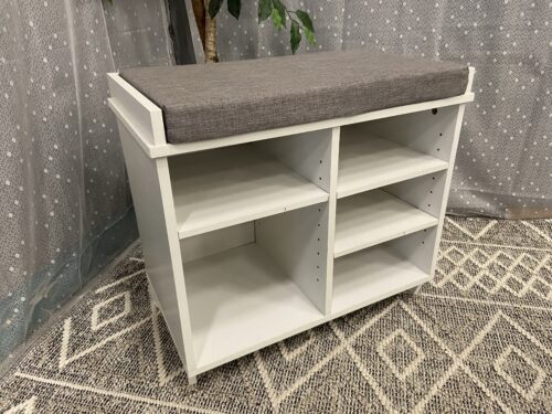 White Wooden Shoe Organizer Petite Bench Seat