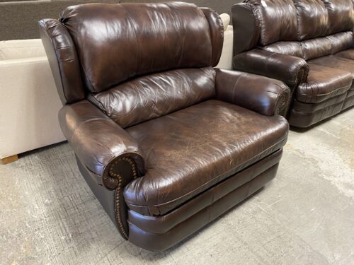 Chocolate Manual Reclining Grande Armchair w/ Nailhead Trim