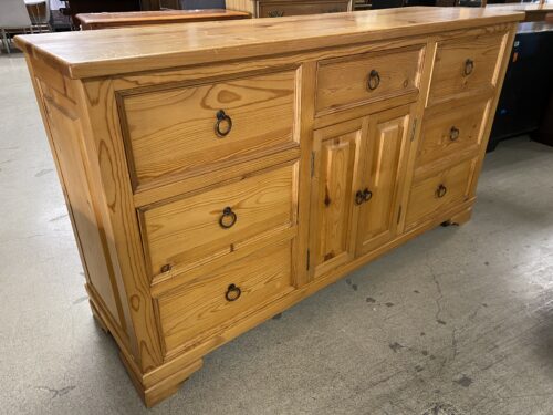 Natural Wood Finish Sideboard w/ Ring Pulls