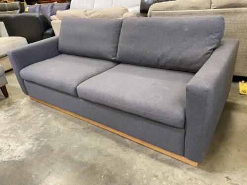 BLUEGROUND Low Back Dark Grey Sofa with Light Wood Base