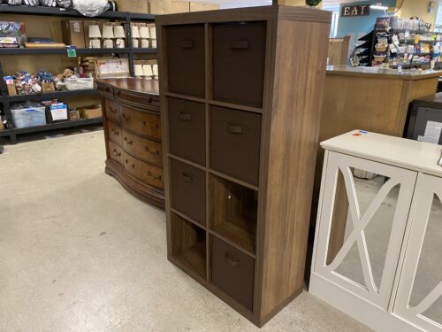 Brown 8-Cube Shelf w/ 6 Cloth Baskets