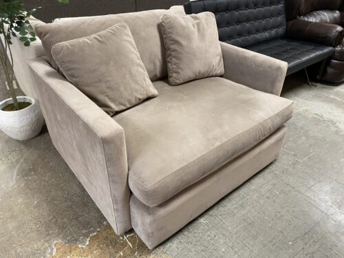 CRATE & BARREL Pewter Fabric Chair and a Half