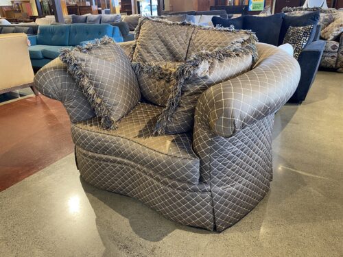 HUNTINGTON HOUSE Oversized Quilted Diamond Pattern Feathered Armchair with Rolled Arms
