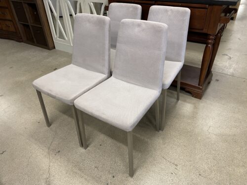 Grey Padded Fabric Dining Chair w/ Chrome Legs (Set of 4)