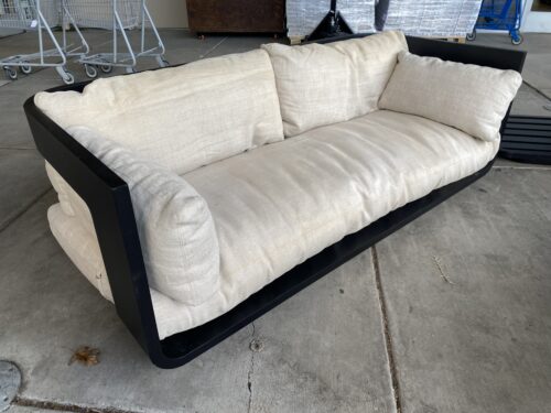 RESTORATION HARDWARE Sedona Aluminum Sofa in Iron w/ Ivory Cushions