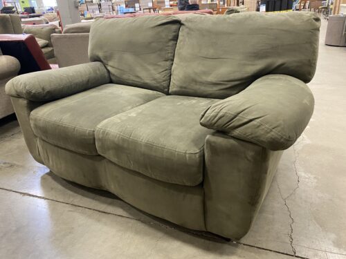 ASHLEY FURNITURE Sage Green Loveseat with Cushioned Arms