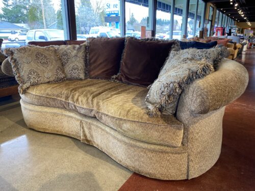 HUNTINGTON HOUSE  Tan Cresent Sofa with Rolled Arms