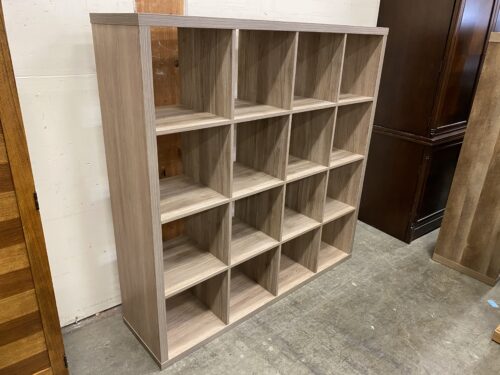 Grey Wash Wood-Look 16 Shelf Cube Organizer