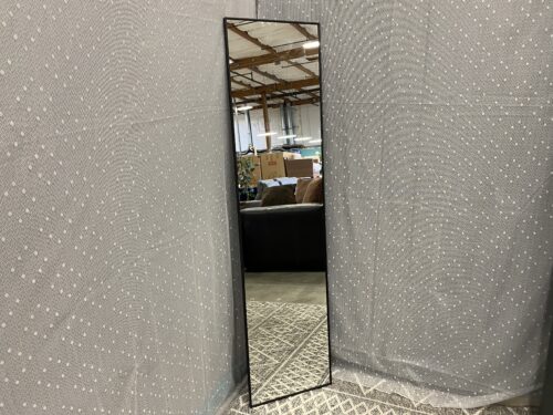 Full Length Rectangular Wall Mirror with Sleek Black Metal Frame