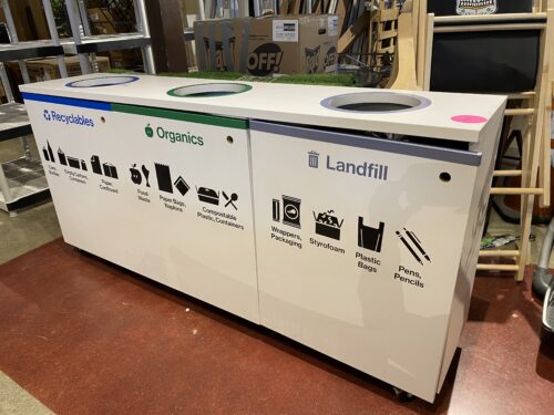 White Multi-Compartment Waste and Recycling Sorting Station