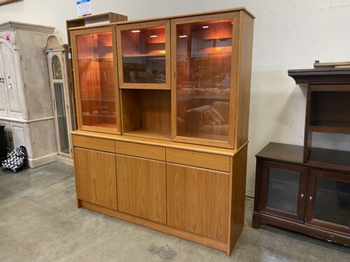 Made in Denmark 2 Piece Illuminated Display Cabinet with 3 Drawers and Glass Doors