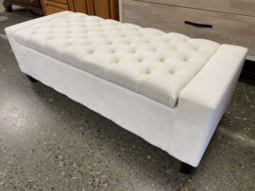 White Tufted Storage Bench