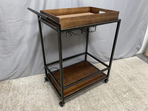Industrial Rolling Bar Cart w/ Removable Tray