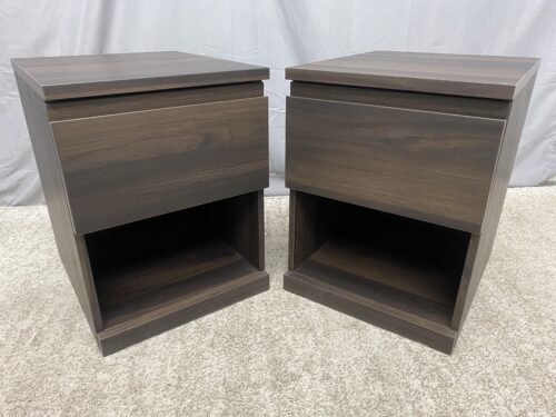 Modern Dark Single Drawer Nightstands (Set of 2)